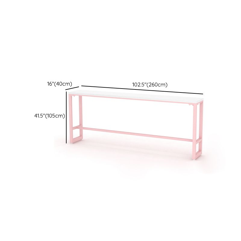 Glam Rectangle Bar Stool Table White Top Pub Table with Pink Base Clearhalo 'Bar Furniture' 'Bar Tables' 'bar_tables' 'furn' 'furn_bar_tables' 'Furniture' 'Kitchen & Dining Furniture' 1200x1200_35400928-2bca-45d9-99fd-67ab01b98d36