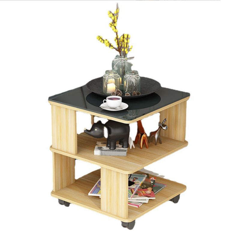 Quadrato con le ruote tavolino in legno da 19,69 "tavolo da fine