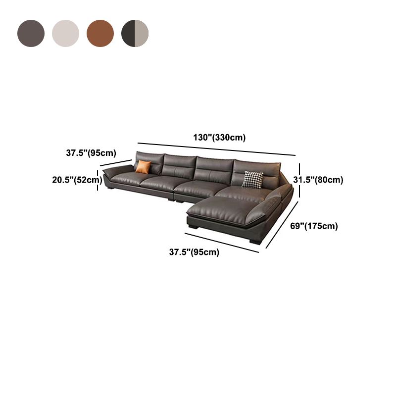 Modern 3/4-Seater Faux Leather Sofa & Chaise 68.9" D Pillow Top Arm Sofa Clearhalo 'furn' 'furn_sectionals' 'Furniture' 'Living Room Furniture' 'Sectionals' 1200x1200_3542a9aa-6ed6-467f-9d71-754614077f52