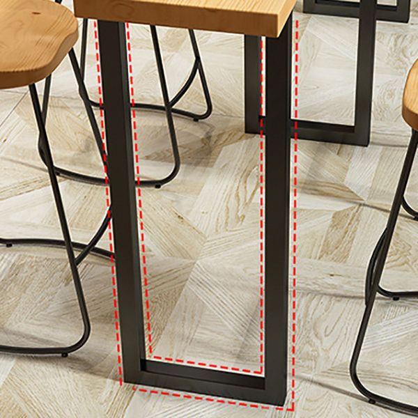 Tavolo da bar in legno massello rettangolare tavolo da bistrot moderno con doppio piedistallo in nero
