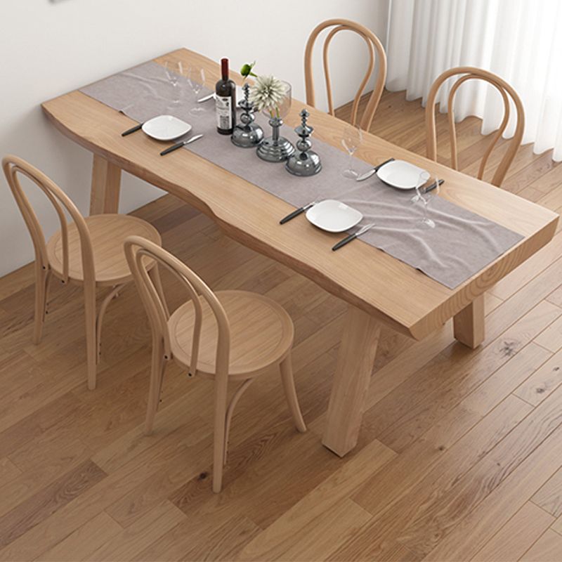 Mesa de comedor rectangular de 4 patas, mesa de madera de estilo moderno para cocina