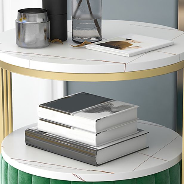 22" H Metal Nightstand Glam Stone Top 1-Drawer Open Storage Night Table Clearhalo 'Bedroom Furniture' 'furn' 'furn_night_stand' 'Furniture' 'night_stand' 'Nightstands' 1200x1200_35446bf0-02e9-447e-ae82-413293699df6