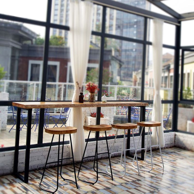 Industrial Solid Wood Natural Bistro Accent Dining Table Sled Bar Table Clearhalo 'Bar Furniture' 'Bar Tables' 'bar_tables' 'furn' 'furn_bar_tables' 'Furniture' 'Kitchen & Dining Furniture' 1200x1200_3544b5d8-b37a-4282-8693-9ac38bd648cd