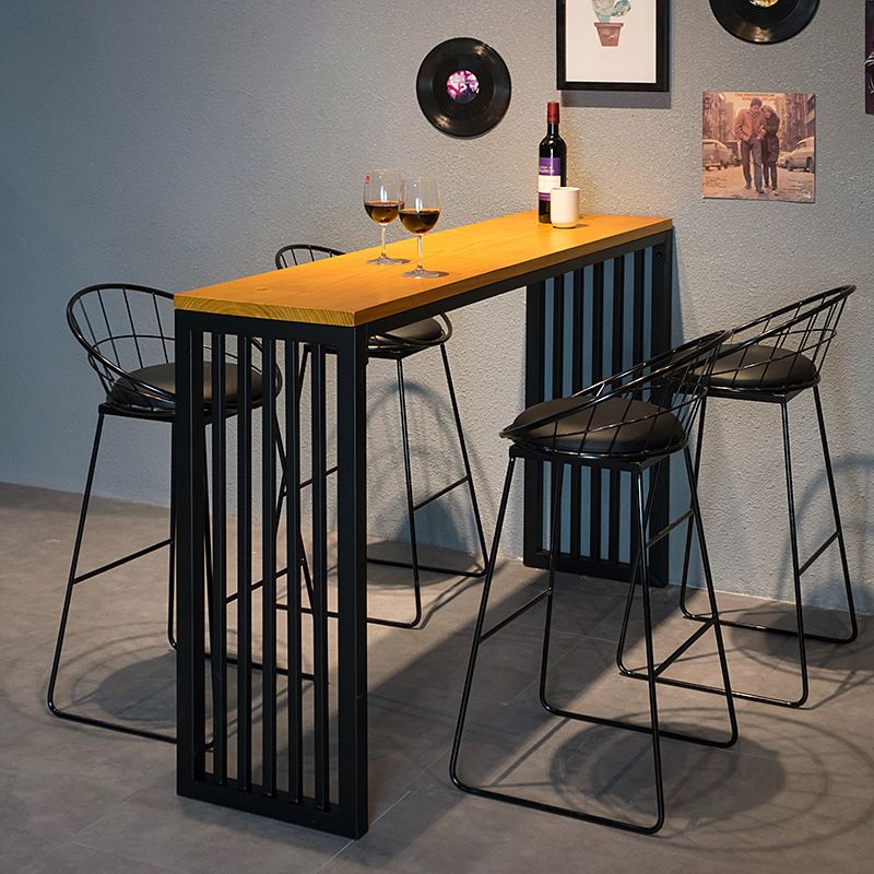 Modern Style Bar Table in Solid Wood and Metal Brown Balcony Bar Table Clearhalo 'Bar Furniture' 'Bar Tables' 'bar_tables' 'furn' 'furn_bar_tables' 'Furniture' 'furniture_bar_tables' 'Kitchen & Dining Furniture' 1200x1200_35471964-b0cf-400f-a271-fc9c29000042