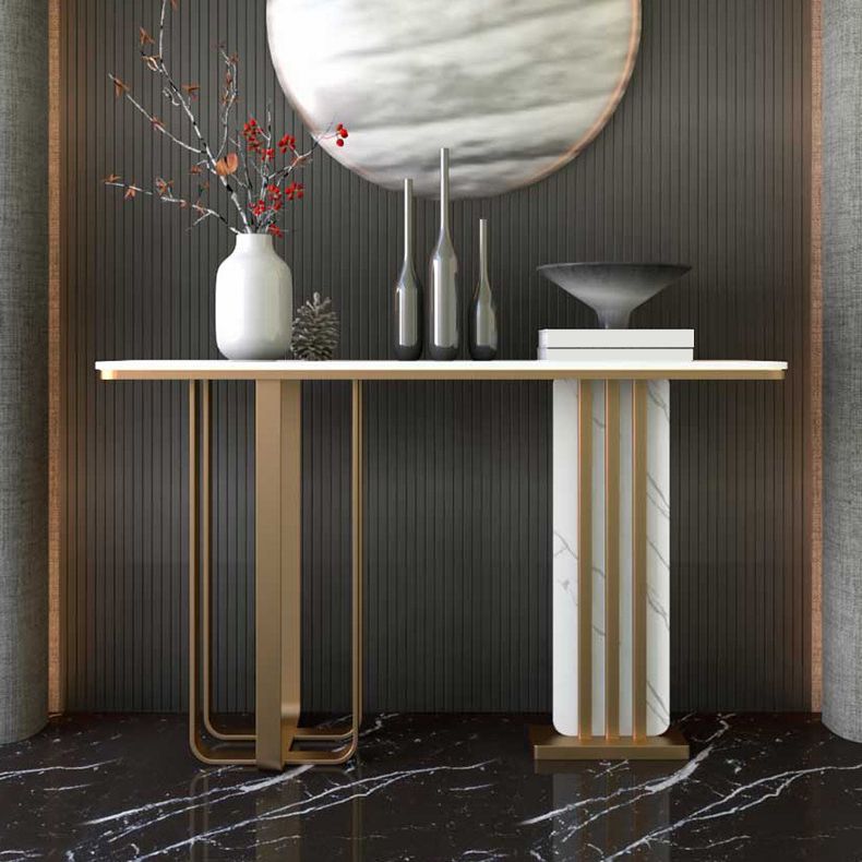 Tabla de acento de Glam Rectangular de 31.5 pulgadas de altura Mesa de consola de piedra