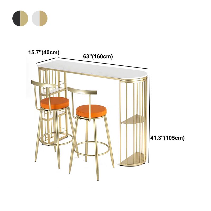 Glam Marble Top Bar Table Gold Double Pedestal Table - 41.3" H Clearhalo 'Bar Furniture' 'Bar Tables' 'bar_tables' 'furn' 'furn_bar_tables' 'Furniture' 'furniture_bar_tables' 'Kitchen & Dining Furniture' 1200x1200_354855d6-2472-44dd-a3b8-813624047963
