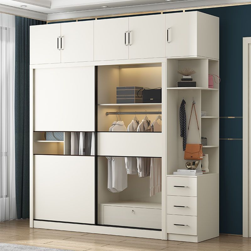Armoire blanche moderne avec portes en verre armoire à chambre avec portes coulissantes