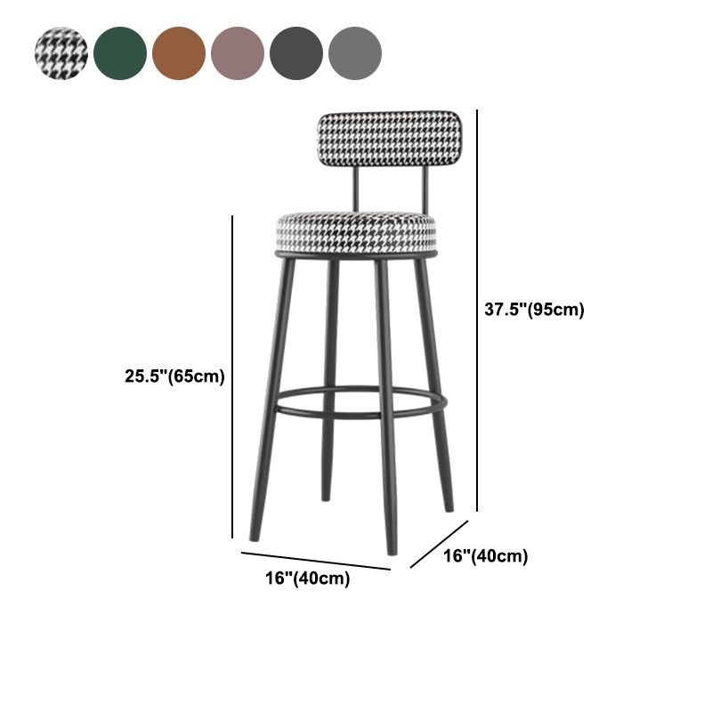 Modern Backrest Armless Counter Stool Iron Cafe Bar Stool with Cushion and Pedal Clearhalo 'Bar Furniture' 'Bar Stools' 'bar_stools' 'furn' 'furn_bar_stools' 'Furniture' 'furniture_bar_stools' 'Kitchen & Dining Furniture' 1200x1200_354ad7e2-249e-4b9c-91dc-6dae74feb5e4