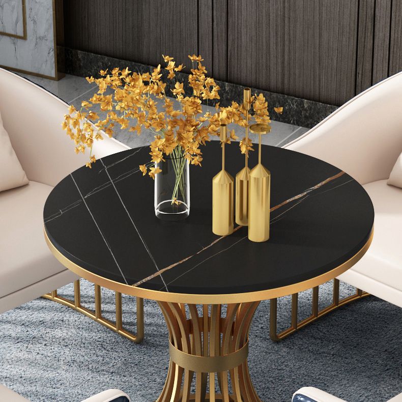 Modern Style Sintered Stone Dining Room Set with Round Table and Gold Leg Dining Table Furniture Clearhalo 'Dining Room Sets' 'Dining Tables & Seating' 'dining_room_set' 'furn' 'furn_dining_room_set' 'Furniture' 'furniture_dining_room_set' 'Kitchen & Dining Furniture' 'kitchen&dining_furn' 'kitchen' 1200x1200_354d3dcb-749f-41f3-a229-a5b4f6da5e4d