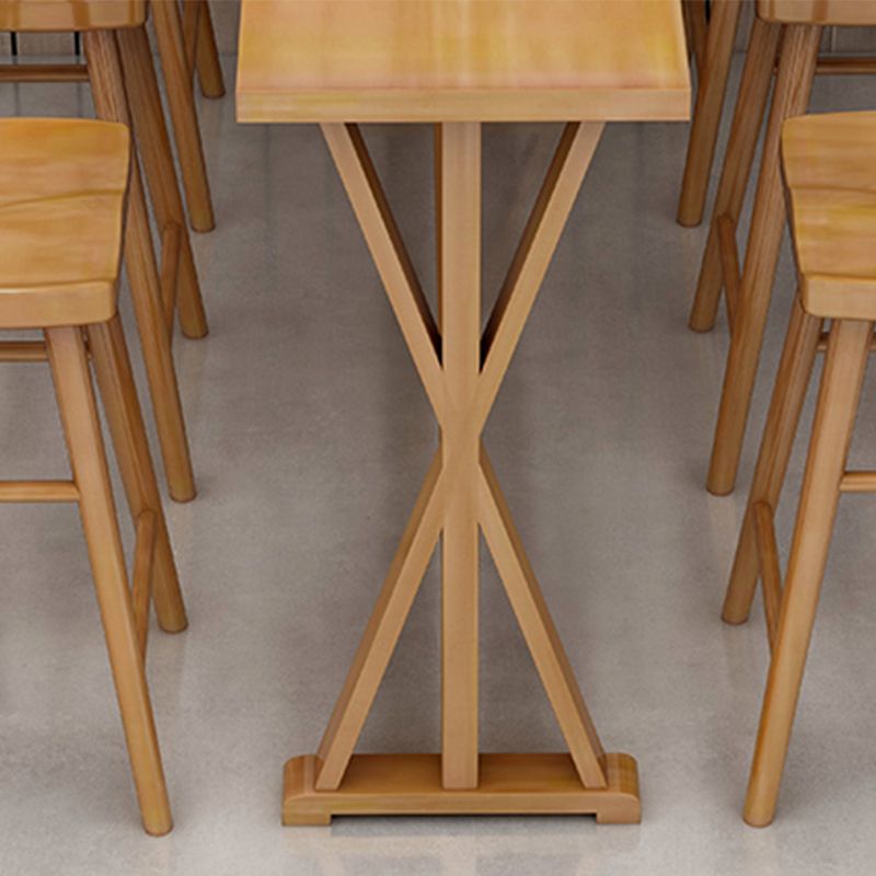 Contemporary Solid Wood Bar Stool Table Rectangle Bar Table in Brown for Indoor Clearhalo 'Bar Furniture' 'Bar Tables' 'bar_tables' 'furn' 'furn_bar_tables' 'Furniture' 'Kitchen & Dining Furniture' 1200x1200_354ed811-6247-4b8d-93d4-25c033a33464