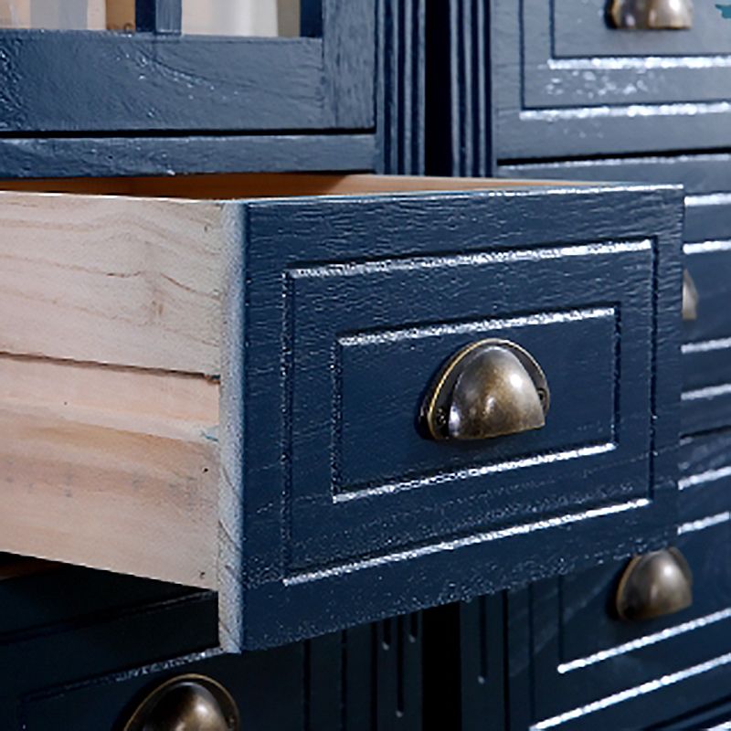 Contemporary 1 - Door 1 Shelves Glass Paned with Drawer Solid Wood Chest