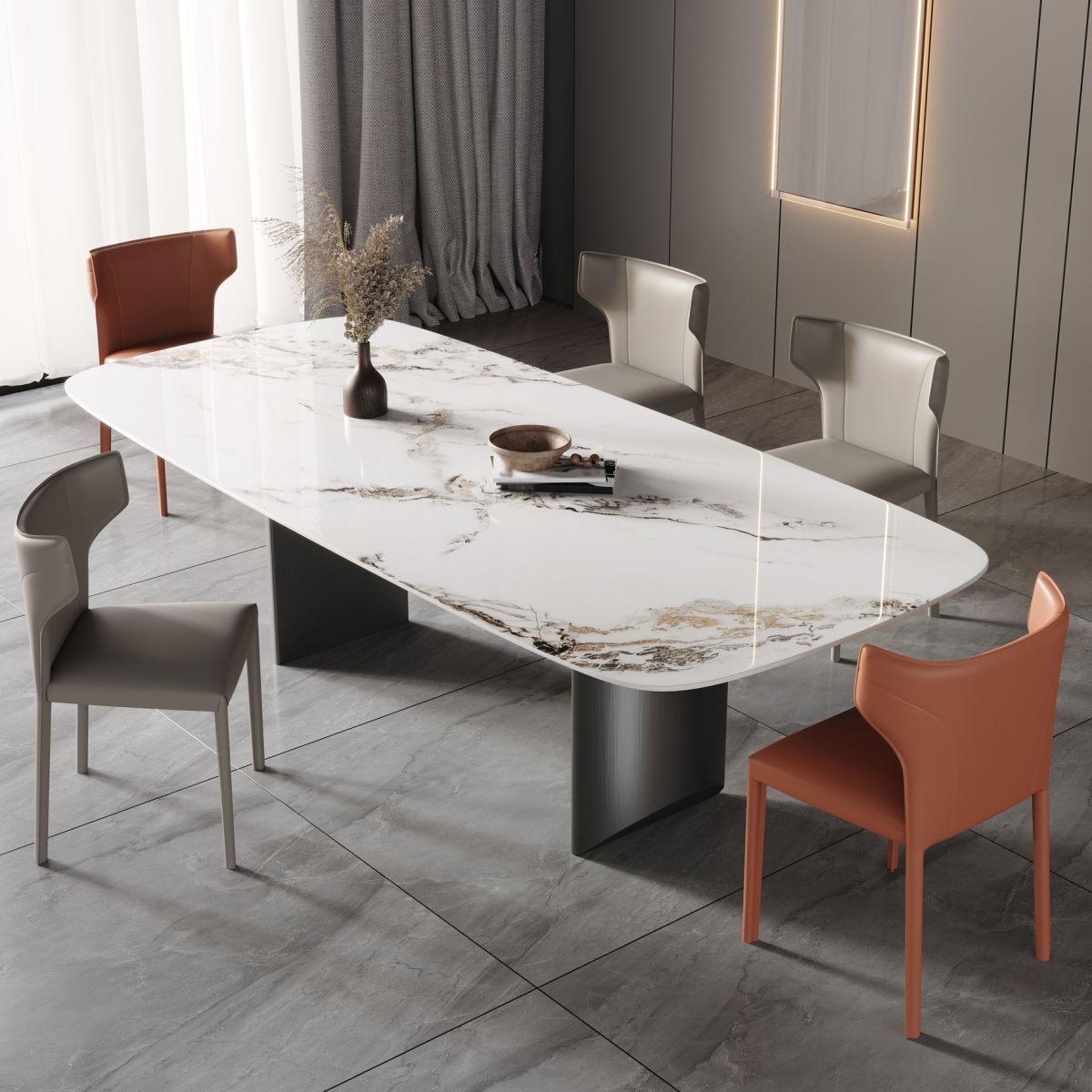 Sintered Stone Top Rectangle Table for Restaurant Modern Dining Table with Double Pedestal Clearhalo ' dining_table' 'Dining Tables & Seating' 'Dining Tables' 'furn' 'furn_dining_table' 'Furniture' 'furniture_dining_table' 'Kitchen & Dining Furniture' 'kitchen&dining_furn' 'kitchen' 'kitchen_dining_table' 1200x1200_354fe1f7-5f9d-44d8-af21-a310651bb572