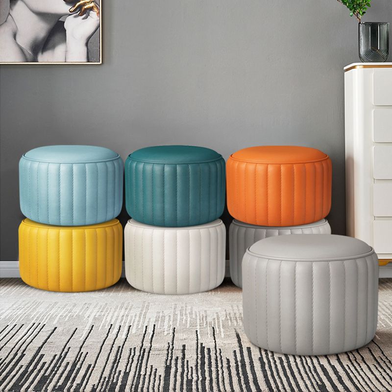 Modern Cylinder Shape Sherpa Pouf Plain PU Leather Tear Resistant Chair Ottoman Clearhalo 'furn' 'furn_ottomans_poufs' 'Furniture' 'Living Room Furniture' 'Ottomans & Poufs' 'ottomans_poufs' 1200x1200_35502490-6a5d-4071-b75a-487299b99e1c
