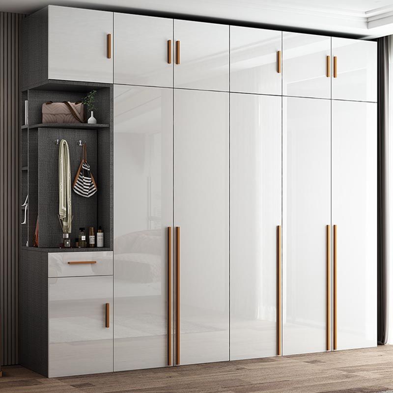 High Gloss White Modern Wardrobe Engineered Wood Storage Cabinet for Home Clearhalo 'Armoires & Wardrobes' 'armoires_wardrobes' 'Bedroom Furniture' 'furn' 'furn_armoires_wardrobes' 'Furniture' 1200x1200_35508a22-d607-4f46-8e59-0f00a7bdb406