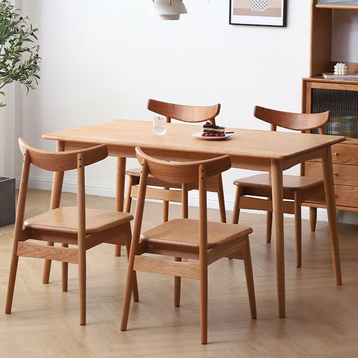 Contemporary Style Dining Table with Fixed Solid Wood Dining Table and Chairs for Home Use Clearhalo 'Dining Room Sets' 'Dining Tables & Seating' 'dining_room_set' 'furn' 'furn_dining_room_set' 'Furniture' 'furniture_dining_room_set' 'Kitchen & Dining Furniture' 'kitchen&dining_furn' 'kitchen' 1200x1200_3553c4d3-1bf1-48bd-a267-8389aa4548b8