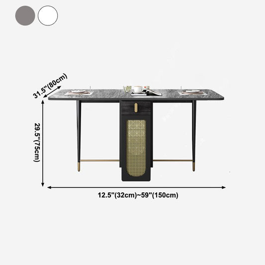 59'' Sintered Stone Top Dining Table Foldable Rectangle Table with Trestle Base Clearhalo ' dining_table' 'Dining Tables & Seating' 'Dining Tables' 'furn' 'furn_dining_table' 'Furniture' 'furniture_dining_table' 'Kitchen & Dining Furniture' 'kitchen&dining_furn' 'kitchen' 'kitchen_dining_table' 1200x1200_3554b5be-ebff-49f8-aeaf-654e89a3a614