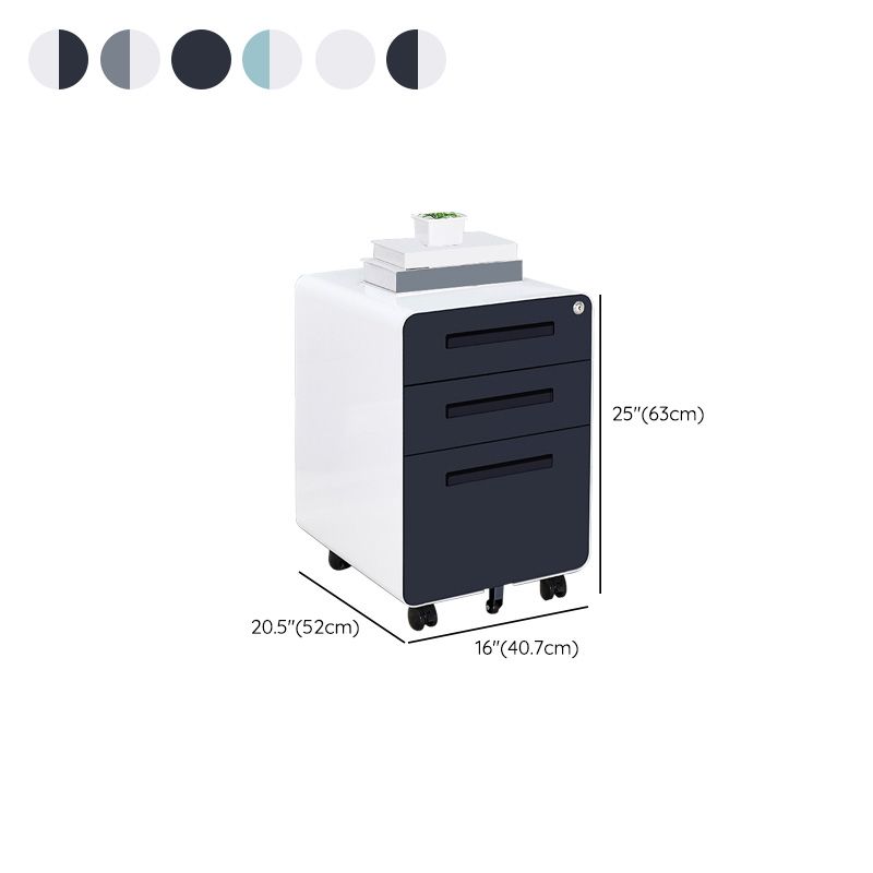 Armadi contemporanei Piedistale File File con cornice in acciaio con blocco chiave per l'ufficio