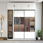 White Sliding Wardrobe Closet Engineered Wood Wardrobe Armoire