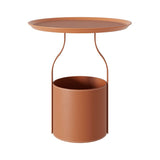 Medra redonda de metal Mesa lateral superior de 20.9 "Mesa de pedestal de cuero de altura con almacenamiento