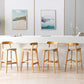 Armless Upholstered Bar Stool Modern Low Back Bar Stool with Wooden Legs