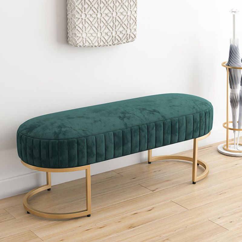 Glam Oval Bench with Legs Velvet Foam Solid Color Bench for Bedroom Clearhalo 'Benches' 'Chairs & Seating' 'furn' 'furn_benches' 'Furniture' 'Living Room Furniture' 1200x1200_3557e5d6-5236-41f4-bf0f-af9e1b9bd6d4