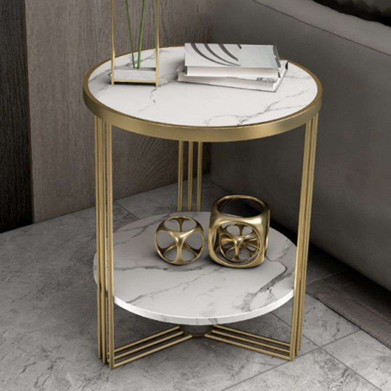 Tavolo da tavolo trasversale base in metallo oro marmo/tavolo tondo superiore in ardesia