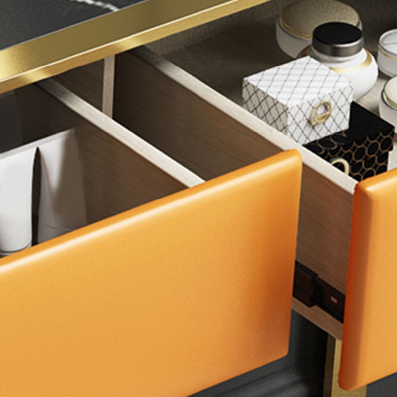 Ensemble de vanité orange avec 4 tiroirs de rangement Vanité de maquillage, 15,74 "de large