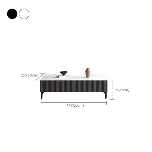 4 Legs Single Coffee Table Rectangle Slate Coffee Table with 4 Drawers