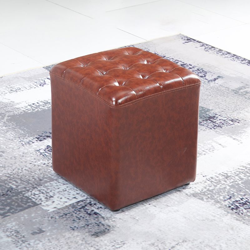 Pouf de cuero cuadrado estándar resistente a las manchas contemporáneas