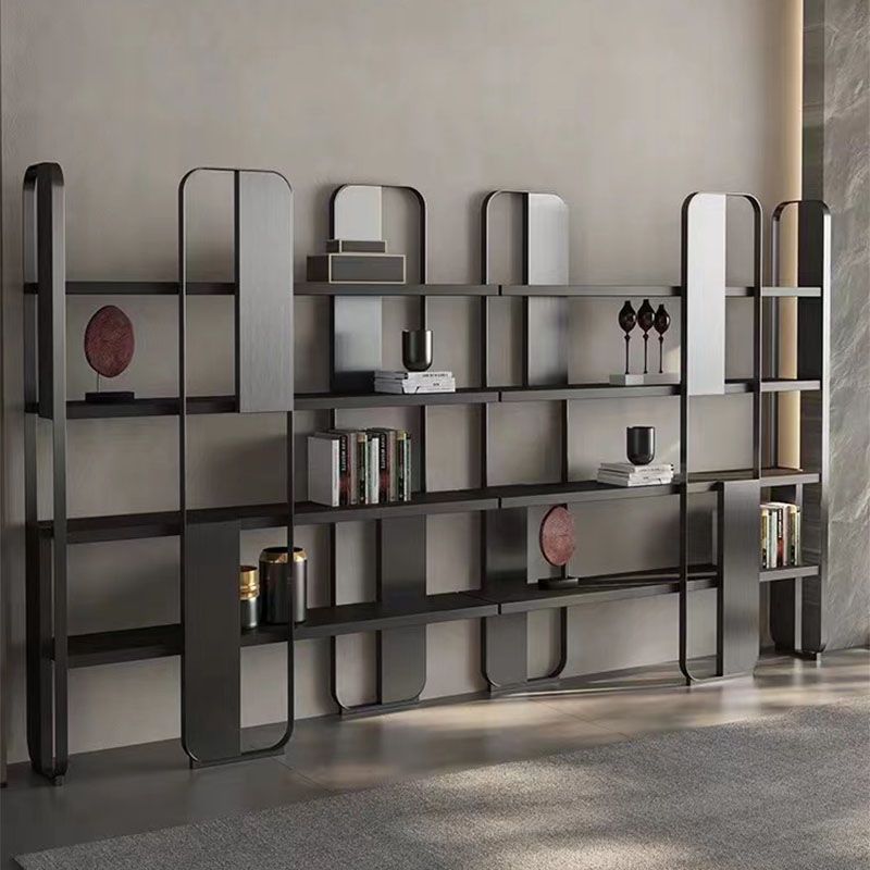 4 Shelves Contemporary Bookcase Standard Metal Open Back Bookshelf Clearhalo 'Bookcases' 'furn' 'furn_bookcases' 'Furniture' 'Office Furniture' 1200x1200_355b4e1e-7259-4ded-b1b5-51a50ac1a4d9