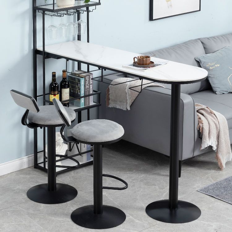 Contemporary Double Pedestal Bar/Dinette Table Wine Rack Stone Counter-height Pub Table Clearhalo 'Bar Furniture' 'Bar Tables' 'bar_tables' 'furn' 'furn_bar_tables' 'Furniture' 'furniture_bar_tables' 'Kitchen & Dining Furniture' 'kitchen&dining_furn' 'kitchen' 1200x1200_355c63e5-d39b-49ec-91b1-d189b3926b83