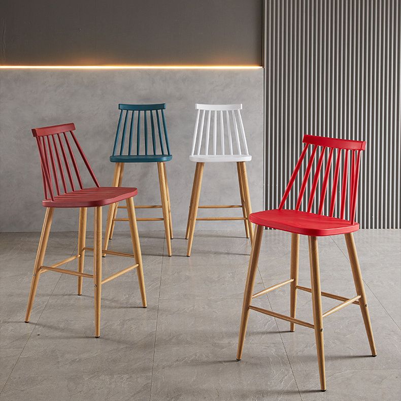 Nordic Plastic Bar-stool Square Seat Counter Bar Stool with Wood Legs Clearhalo 'Bar Furniture' 'Bar Stools' 'bar_stools' 'furn' 'furn_bar_stools' 'Furniture' 'Kitchen & Dining Furniture' 1200x1200_355c6d22-85a6-4895-b19e-a2ef3d4fa30c
