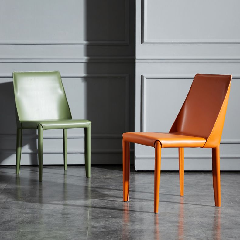 Solid Back Armless Dining Chairs Indoor Leather Side Chairs with Metal Legs Clearhalo ' kitchen&dining_furn' 'Dining Chairs' 'Dining Tables & Seating' 'dining_chair' 'furn' 'furn_dining_chair' 'Furniture' 'furniture_dining_chair' 'Kitchen & Dining Furniture' 'kitchen' 1200x1200_35617bc1-662b-474f-b78e-632bd52d5fe1