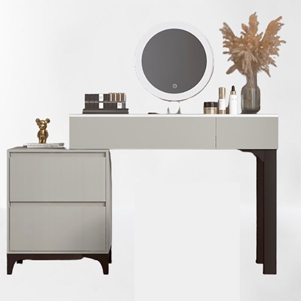 Zeitgenössischer grauer Make -up -Tisch mit Schubladen 14,96 W x 29,52 "H für Schlafzimmer