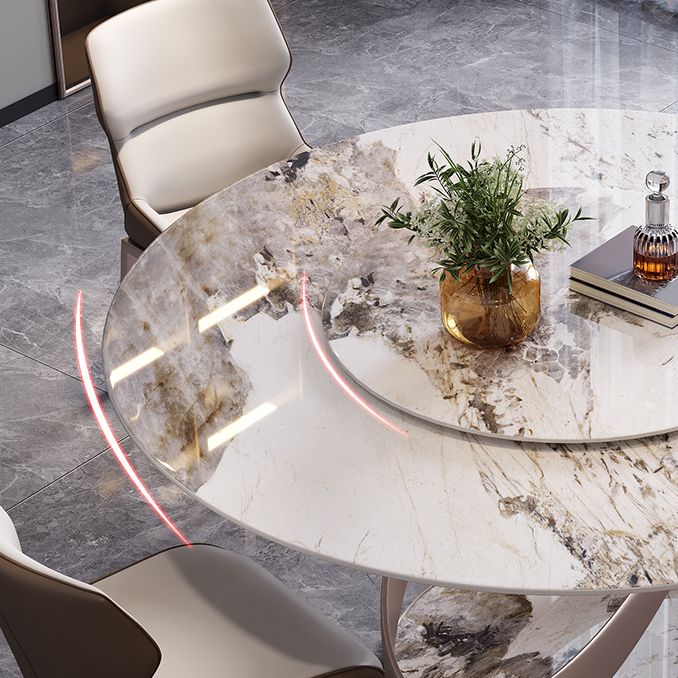 Nordic Glam Sintered Stone Round Table Set 1/4/5/7 Pieces Dining Set for Kitchen Clearhalo 'Dining Room Sets' 'Dining Tables & Seating' 'dining_room_set' 'furn' 'furn_dining_room_set' 'Furniture' 'Kitchen & Dining Furniture' 1200x1200_3566e9bf-d1da-42cd-ad93-8ed319b61e39