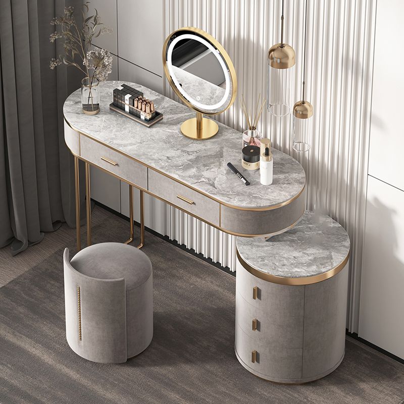 Glam Wood Vanity Dressing Table Gray Vanity Makeup Table Set with Drawer Clearhalo 'Bedroom Furniture' 'furn' 'furn_makeup_vanities' 'Furniture' 'Makeup Vanities' 'makeup_vanities' 1200x1200_3567e20a-8293-4548-8b09-5b4dc95caed7