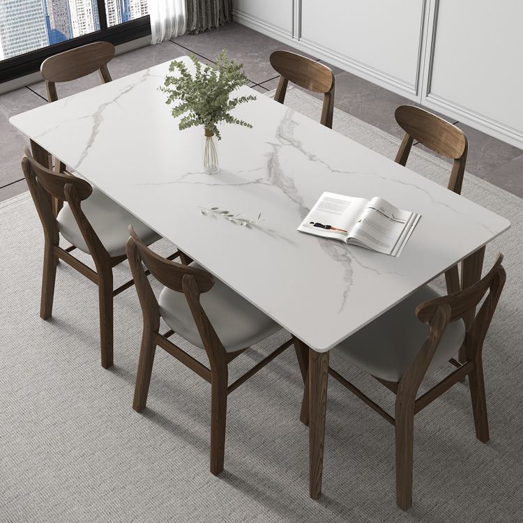 Modern 1/4/5/7 Pieces Furniture Stone Rectangle Dining Table Set in White Clearhalo 'Dining Room Sets' 'Dining Tables & Seating' 'dining_room_set' 'furn' 'furn_dining_room_set' 'Furniture' 'Kitchen & Dining Furniture' 1200x1200_356899ee-e336-4913-ae6f-b450e0da4a88