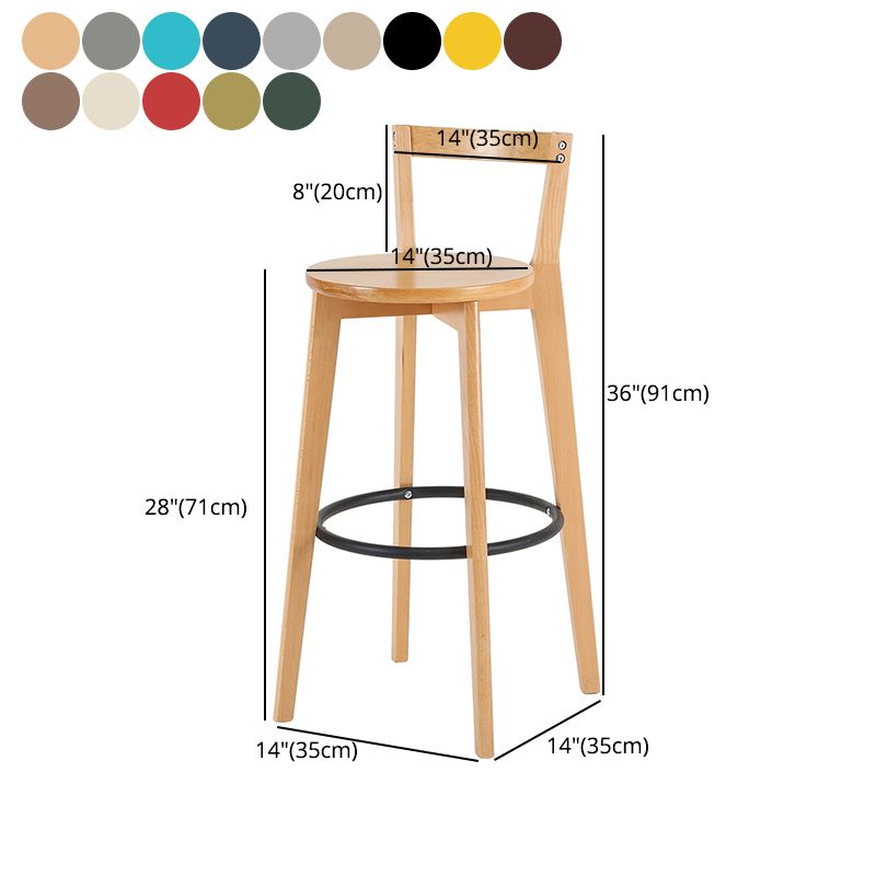 Industrial Style Bar-stool Round Seat with Low Back Wooden Legs for Kitchen Bar Clearhalo 'Bar Furniture' 'Bar Stools' 'bar_stools' 'furn' 'furn_bar_stools' 'furniture_bar_stools' 'Kitchen & Dining Furniture' 'kitchen&dining_furn' 'kitchen' 'kitchen_furn' Furniture' 1200x1200_356bc48c-c7b0-4feb-98aa-529669761cb4