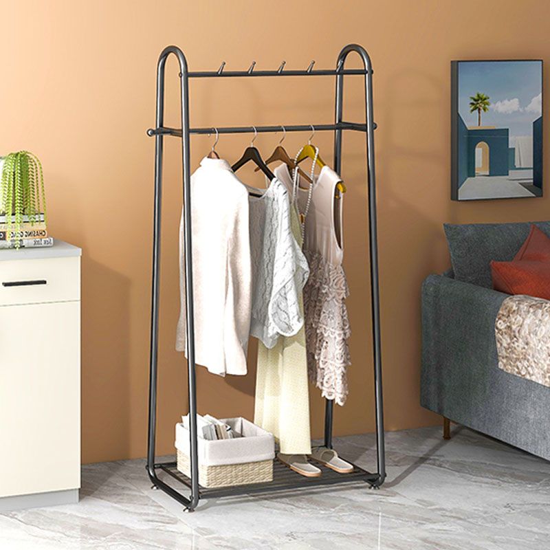 Glam Coat Rack Metal Framed Hanging Rail and Lower Shelf Coat Hanger Clearhalo 'Entry & Mudroom Furniture' 'furn' 'furn_hall_tree_coat_racks' 'Furniture' 'Hall Trees & Coat Racks' 'hall_tree_coat_racks' 1200x1200_356d36de-acf2-493a-9359-e2dbddbe3741