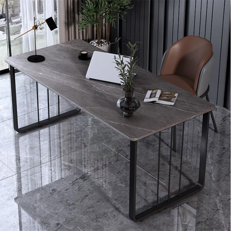 Gebogener moderner Office -Schreibtisch Antiquen Finish Computertisch mit Metallbeinen