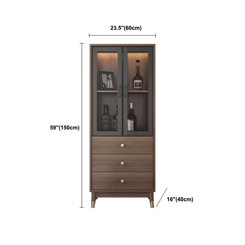 Faux Wood Modern Display Cabinet Glass Doors Storage Cabinet with Drawers for Bedroom Clearhalo 'Display & China Cabinets' 'display_china_cabinets' 'furn' 'furn_display_china_cabinets' 'Furniture' 'Kitchen & Dining Furniture' 1200x1200_356dbf1f-99d0-4e21-add2-fa8d87615910