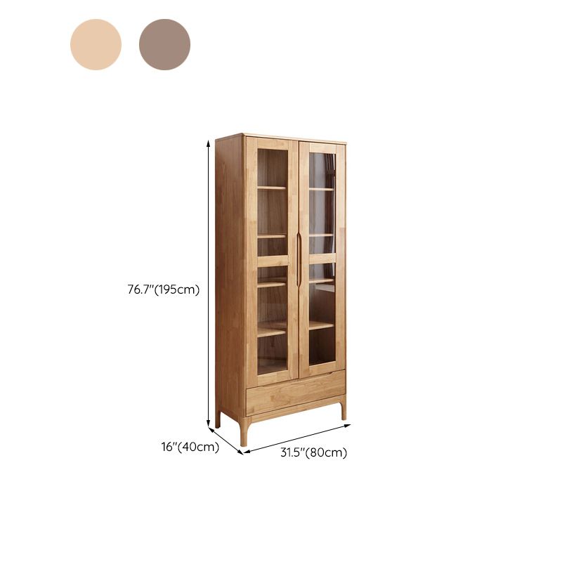 Glass Door Accent Cabinet 76.77" Tall Wood Cabinet with Drawers Clearhalo 'Cabinets & Chests' 'cabinets_chests' 'furn' 'furn_cabinets_chests' 'Furniture' 'Living Room Furniture' 1200x1200_356e8eb0-b7a7-440c-b299-d669fa076413