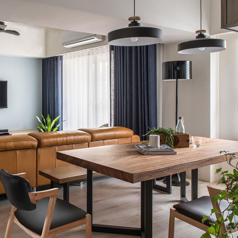 Rechthoektafel industriële vaste houten bovenkant eettafel met metalen basis