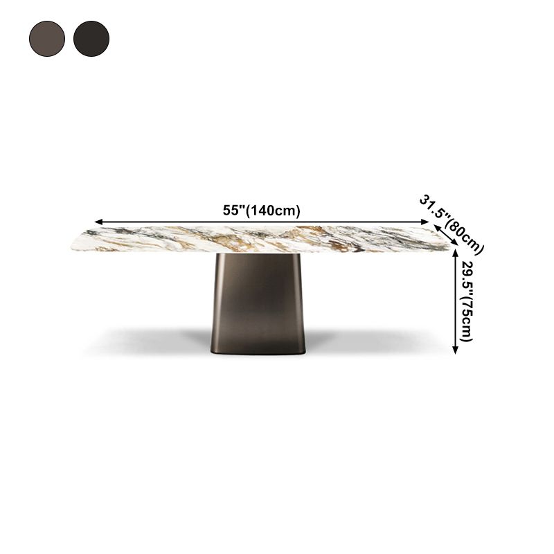 Luxury Style Sintered Stone Table Single Pedestal Base Rectangle Table for Home Clearhalo ' dining_table' 'Dining Tables & Seating' 'Dining Tables' 'furn' 'furn_dining_table' 'Furniture' 'furniture_dining_table' 'Kitchen & Dining Furniture' 'kitchen&dining_furn' 'kitchen' 'kitchen_dining_table' 1200x1200_3571791e-d088-48a2-a4ab-7422d7878562