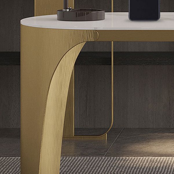 Glam Office Desk Peninsula Schreibtisch mit Chrommetallbasis