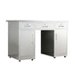 Scrivania in acciaio inossidabile a forma di rettangolare con gambe metalliche
