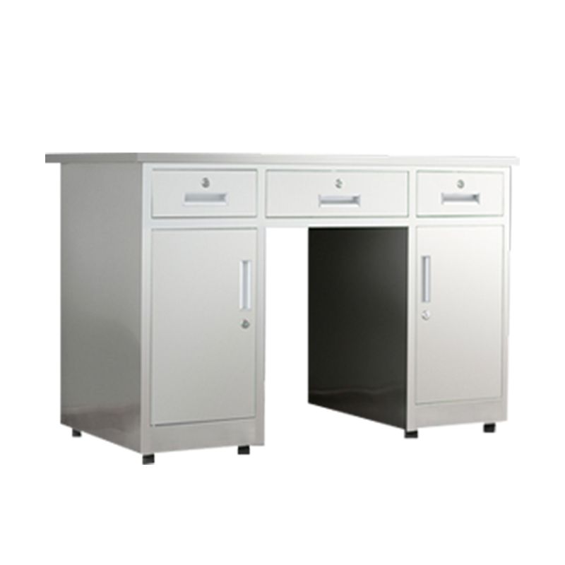 Scrivania in acciaio inossidabile a forma di rettangolare con gambe metalliche