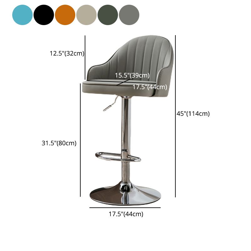 Modern Adjustable Rotatable Counter Stool Steel Cashier Bar Stool with Leather Cushion Clearhalo 'Bar Furniture' 'Bar Stools' 'bar_stools' 'furn' 'furn_bar_stools' 'furniture_bar_stools' 'Kitchen & Dining Furniture' 'kitchen&dining_furn' 'kitchen' 'kitchen_furn' Furniture' 1200x1200_3575bae1-4fb5-40e1-b8d5-32990cf46efe