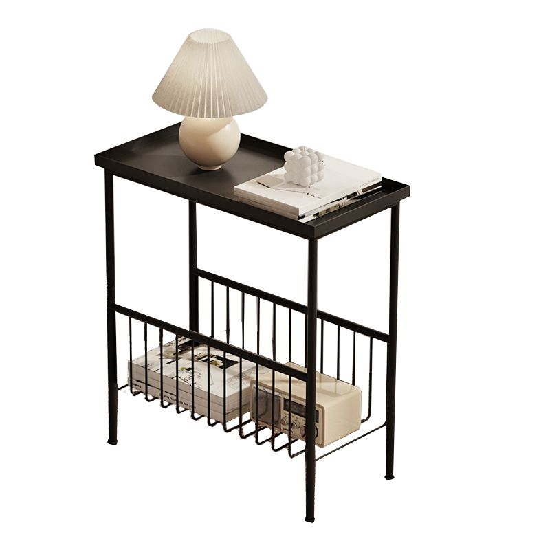 21.65" Tall Metal End Table Tray Top Accent Side Table with Storage