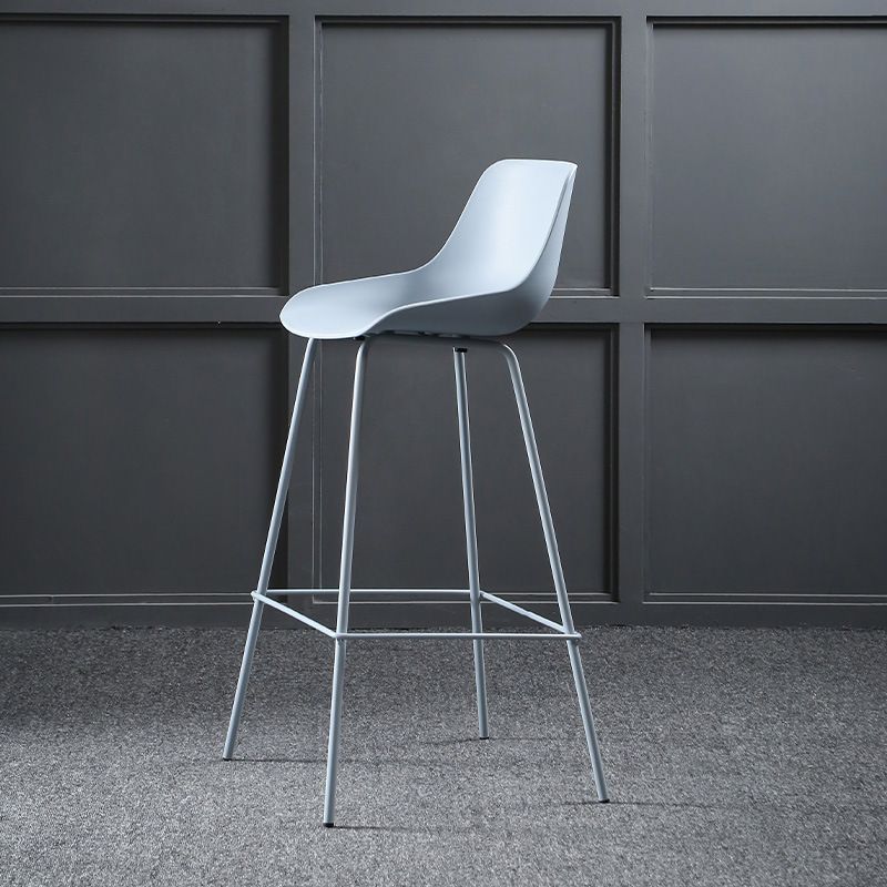 Milk Tea Shop Footrest Stool Nordic Style Matte Finish Metal Bar Stool
